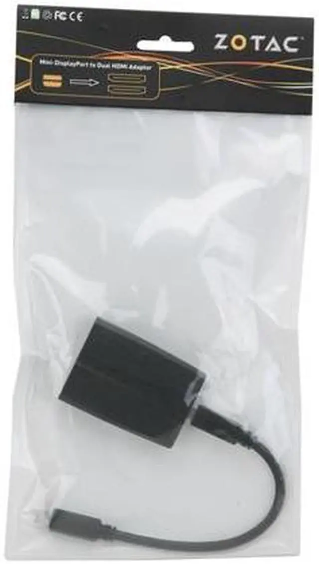 Alt view image 3 of 3 - ZOTAC Mini-Displayport to Dual HDMI Adapter Model ZT-MDP2HD