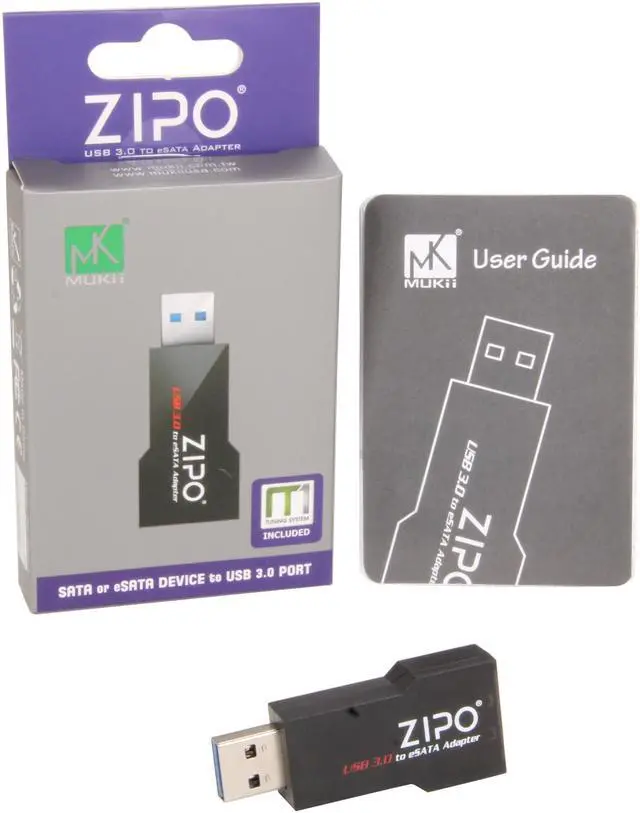 Alt view image 5 of 5 - Mukii ZIO-Q050U3-BK USB3.0 to eSATA Dongle -Black