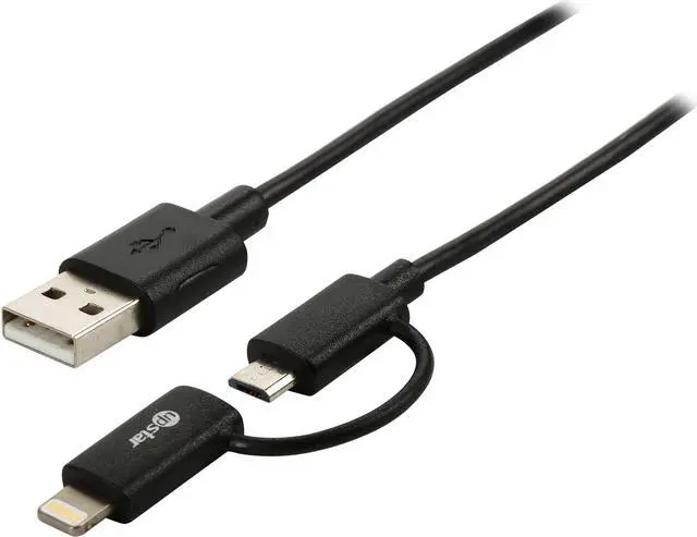 Main image of UpStar Apple Certified 2-In-1 Lightning & MicroUSB cable-2-USB 3.28' BLK