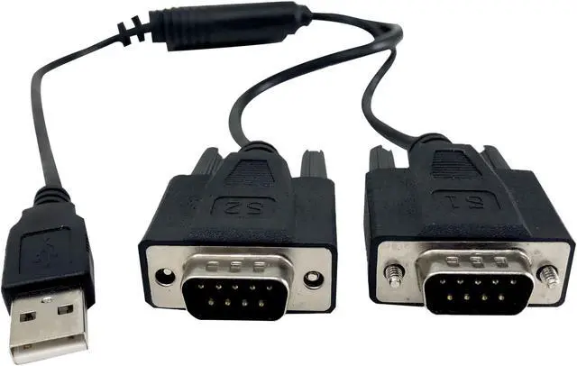 Main image of Micro Connectors USB 2.0 A-Male to Dual DB9-Male Serial Adapter (E07-162)