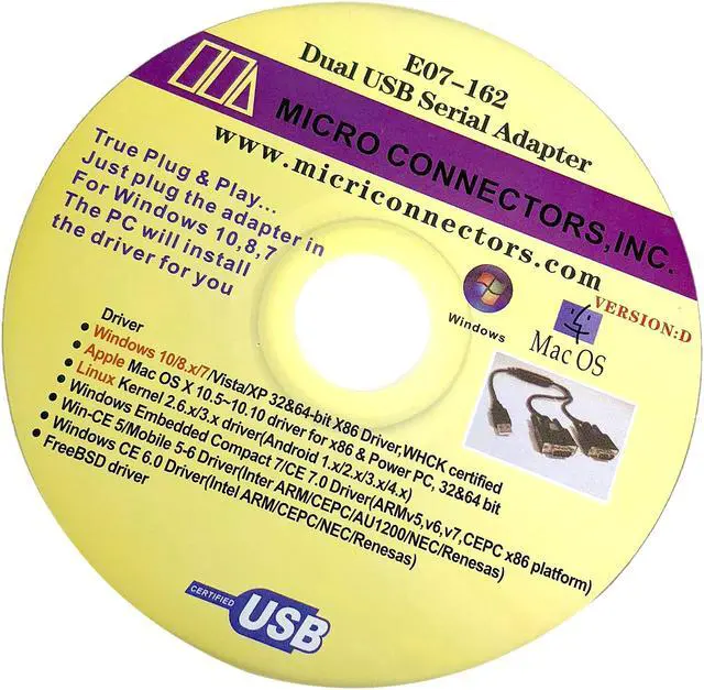 Alt view image 5 of 5 - Micro Connectors USB 2.0 A-Male to Dual DB9-Male Serial Adapter (E07-162)