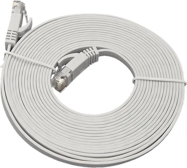 Main image of Micro Connectors 14 Feet Cat6 UTP RJ45 Flat Patch (30AWG) Cable (White) (E08-014FL-W)