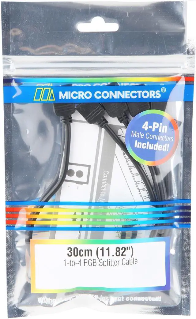 Alt view image 3 of 3 - Micro Connectors F04-RGB04-30 11.81 in. (30cm) 1 to 4 RGB Splitter Cable Female to Female