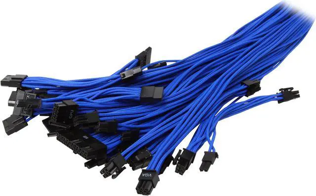 Alt view image 3 of 5 - Individually Sleeved Cable Set for EVGA B2/G2/P2/T2/G3 Power Supply / PSU (Blue) - EVGA 100-CU-1300-B9
