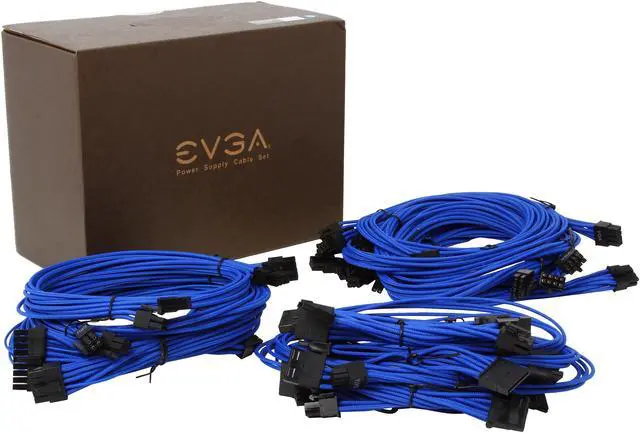 Alt view image 5 of 5 - Individually Sleeved Cable Set for EVGA B2/G2/P2/T2/G3 Power Supply / PSU (Blue) - EVGA 100-CU-1300-B9