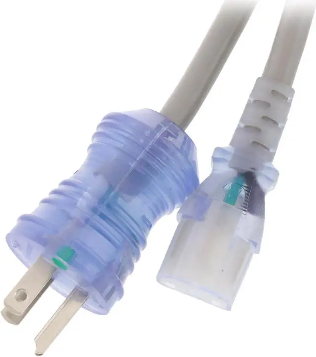 Main image of Kaybles Hospital Grade Power Cord - 6 ft. 14AWG 15A, NEMA 5-15P/C13 with Clear Connectors, Green Dot, UL Listed, SJT, 6 ft. Power Cable