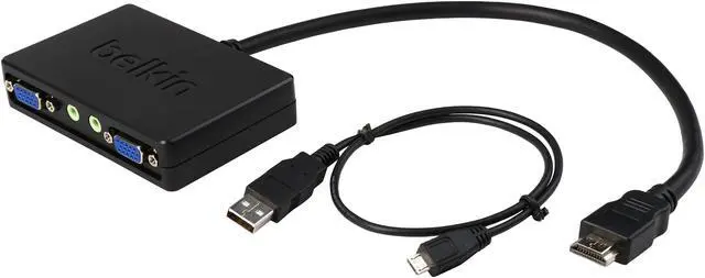 Alt view image 5 of 6 - Belkin HDMI to 2 x VGA + 3.5 mm Splitter Dongle (F2CD064)