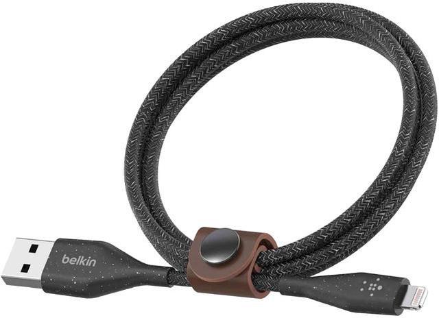 BELKIN F8J236BT04-BLK DuraTek Plus Black Lightning to USB-A Cable with Strap  