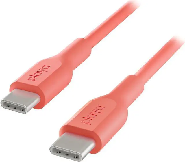 Alt view image 2 of 6 - Belkin Playa USB-C to USB-C Cable, USB-C Fast Charge Cable for S20, S10, Note10, Note9, Pixel 4, Pixel 3, iPad Pro, and More, Coral, 2M (PMLC2003bt2M)