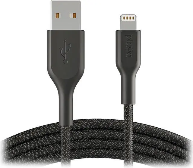 Alt view image 2 of 6 - Belkin Playa 2-Pack USB-C to Lightning Cable, MFi-Certified Braided Lightning Cable Compatible w/iPhone SE, 11, X, XR, X, 8, 7, 6 More, Black, 6 in. (PK1002bt0MC12PK)