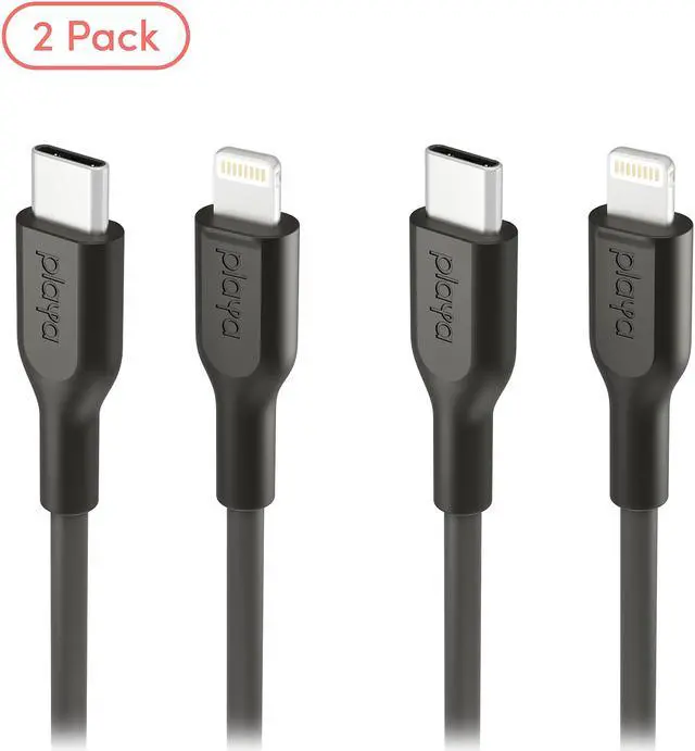 Alt view image 2 of 2 - Belkin Playa 2-Pack USB-C to Lightning Cable, MFi-Certified Fast Charging Lightning Cable Compatible w/iPhone SE, 11, XS, XR, X, 8, Black, 3 ft. (PK1003bt1MC12PK)