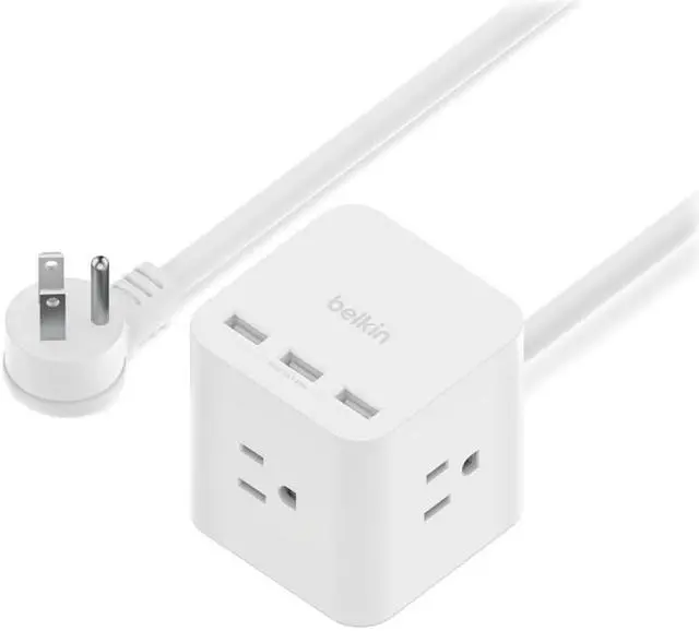 Alt view image 4 of 5 - Belkin 3-Outlet Power Cube with 5-Foot Cord and USB-A Ports SRA006P3TT5