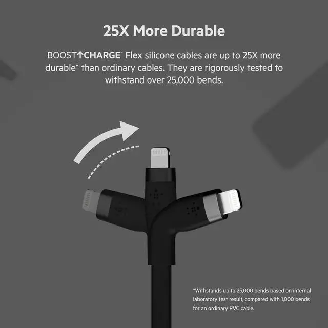 Alt view image 7 of 9 - Belkin USB-C Cable with Lightning Connector 3.28 ft Lightning/USB-C Data Transfer Cable for iPhone, iPad, iPod, iPad Pro, iPad Air, iPad mini