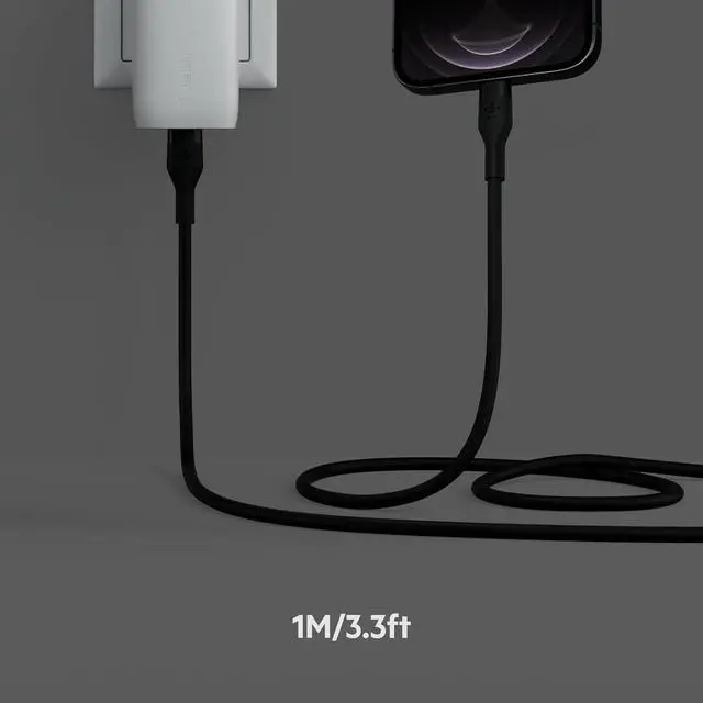 Alt view image 8 of 9 - Belkin USB-C Cable with Lightning Connector 3.28 ft Lightning/USB-C Data Transfer Cable for iPhone, iPad, iPod, iPad Pro, iPad Air, iPad mini
