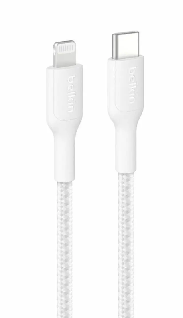 Main image of Belkin BoostCharge Pro USB-C Braided Cable with Lightning Connector - 3.3ft/1m - White - CAA022fq1MWH
