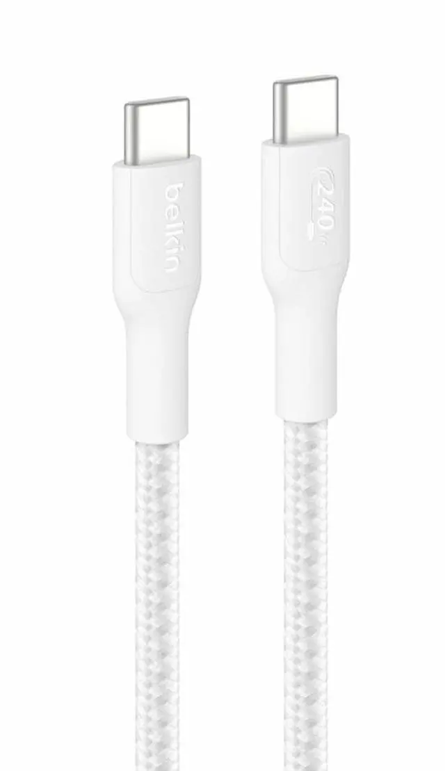 Main image of Belkin USB-C to USB-C Braided Cable 240W - 6.56 ft - White - CAB025FQ2MWH