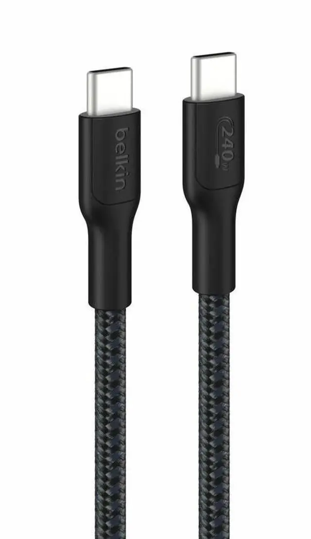 Main image of Belkin BoostCharge Pro USB-C to USB-C Braided Cable 240W - 9.8ft/3m - Black - CAB025FQ3MBK