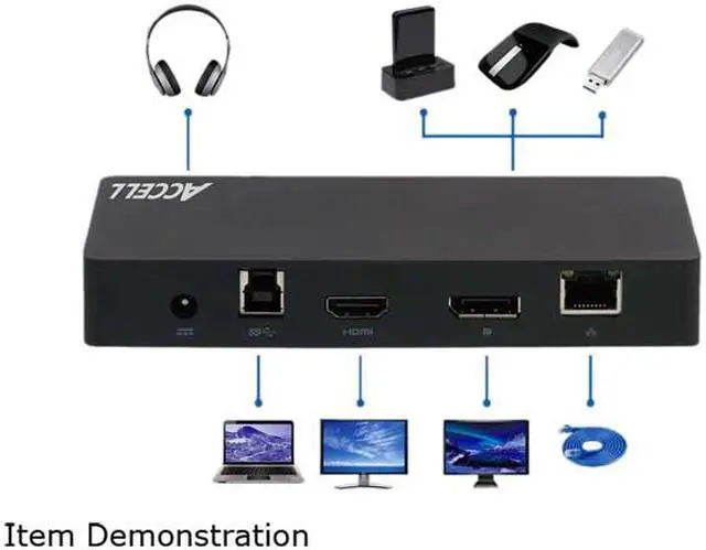 Alt view image 7 of 7 - Accell Universal Laptop Docking Station - USB 3.0 to 4K UHD DisplayPort, HDMI, 3 x USB-A 3.0, for Mac or Windows