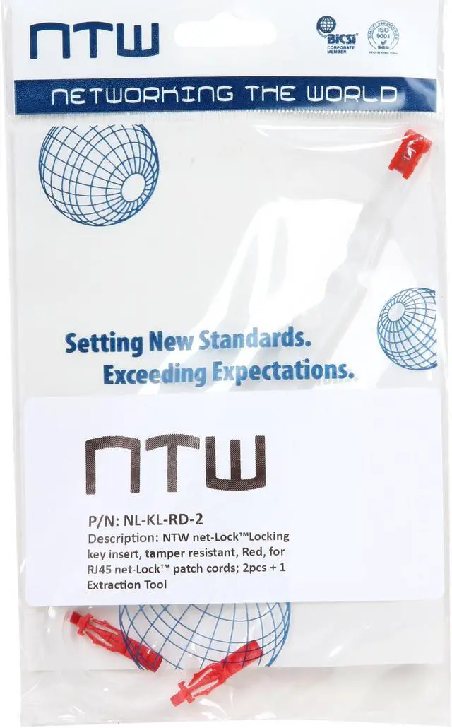 Alt view image 2 of 2 - NTW NL-KL-RD-2 Red net-Lock™Locking key insert, tamper resistant, for net-Lock™ patch cords; 2pcs