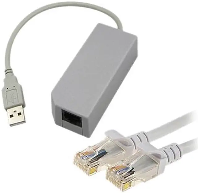 Alt view image 2 of 2 - Insten 675521 USB LAN Adapter for Wii + 25 FT CAT5 Ethernet Cable