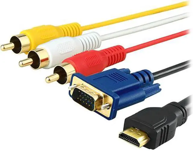 Main image of Insten 675819 5 ft. Black 1 x VGA HDDB15 15-pin 1 x HDMI 3 x RCA HDMI to VGA / 3 RCA Cable