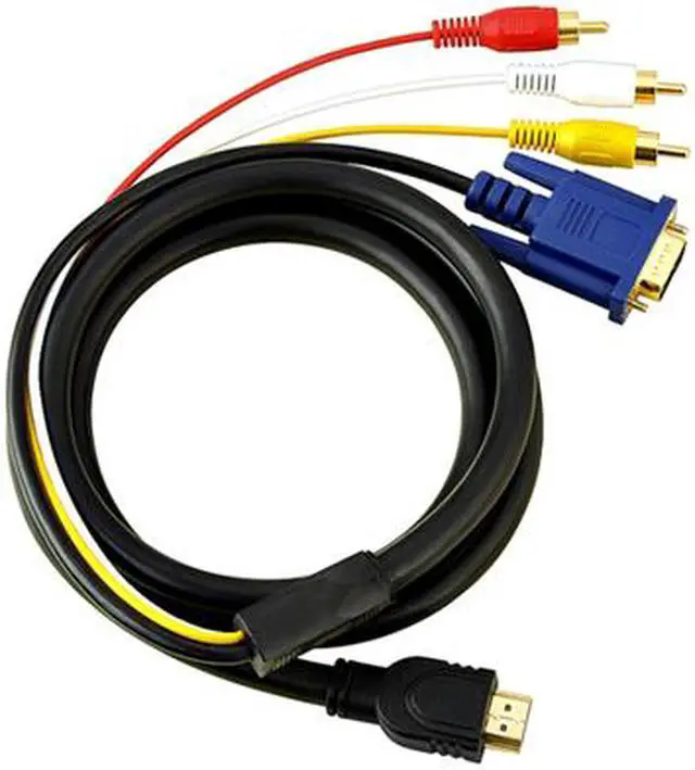 Alt view image 2 of 2 - Insten 675819 5 ft. Black 1 x VGA HDDB15 15-pin 1 x HDMI 3 x RCA HDMI to VGA / 3 RCA Cable