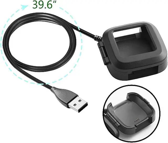 Alt view image 3 of 4 - Insten 2428574 3 Feet For Fitbit Versa Charger Replacement USB Charging Cable with Dock Cradle Adapter Compatible with Fitbit Versa Smartwatch Fitness Watch Wireless Tracker Wristband, Black - OEM