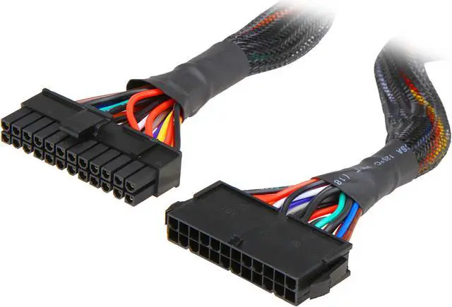 Main image of 1ST PC CORP CB-24M-24F Extension Cable 13.25" Male to Female Black Sleeve 18 AWG Cable Wires