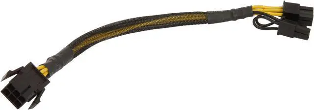 Alt view image 2 of 3 - 1ST PC CORP. CB-6M-68F 8 in. 6-pin PCI-E to PCI-E 6+2pin cable - 8" - Sleeved Female to Male