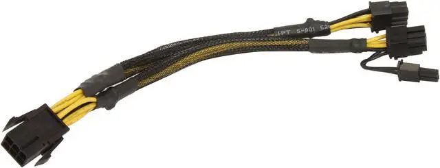 Alt view image 2 of 3 - 1ST PC CORP. CB-6M-68F2 8 in. 6-pin PCI-E To Dual PCI-E 6+2pin Y Cable - 8" - Sleeved