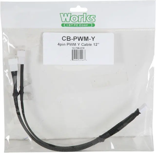 Alt view image 4 of 4 - 1ST PC CORP. CB-PWM-Y 1 ft. Black Sleeved Fan Splitter Cable