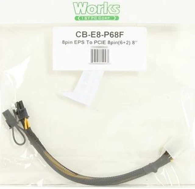 Alt view image 3 of 3 - 1ST PC CORP. CB-E8-P68F 8 in. 8-pin EPS to PCIE 6+2pin, black sleeved