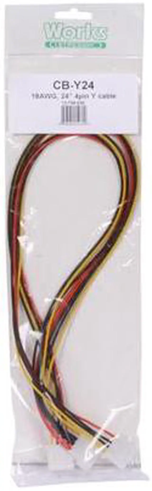 Alt view image 3 of 3 - Works CB-Y24 2 ft. Molex male to 2 x molex females