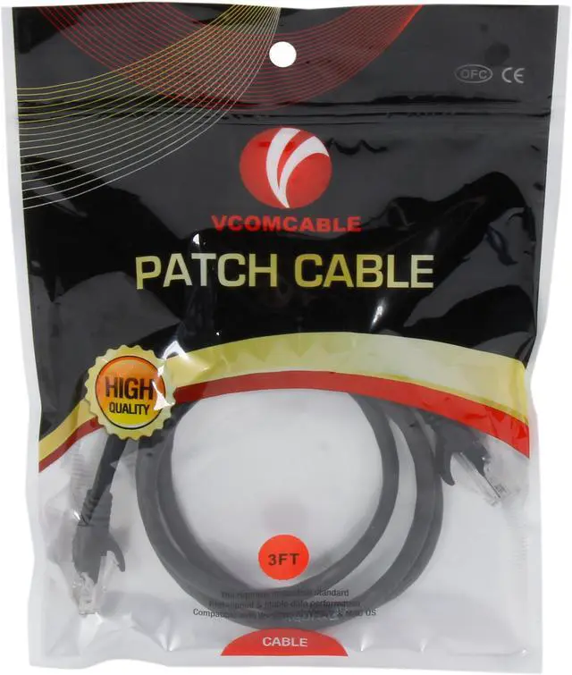 Alt view image 3 of 3 - VCOM VC511-3BK 3 ft. Cat 5E Black Molded Patch Cable