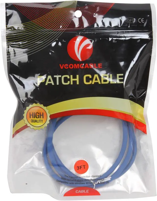 Alt view image 3 of 3 - VCOM VC511-3BL 3 ft. Cat 5E Blue Molded Patch Cable