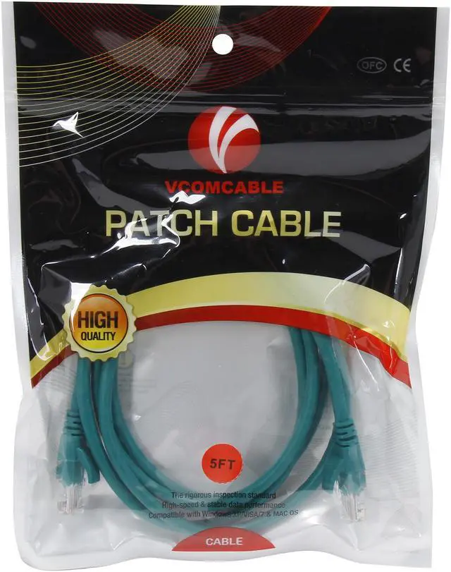 Alt view image 3 of 3 - VCOM VC511-5GN 5 ft. Cat 5E Green Molded Patch Cable
