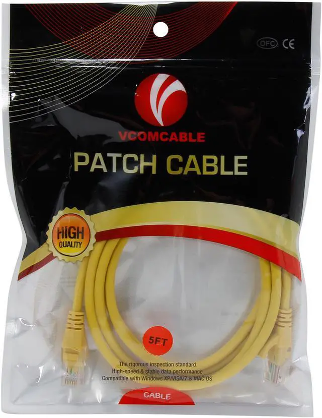 Alt view image 3 of 3 - VCOM VC511-5YL 5 ft. Cat 5E Yellow Molded Patch Cable