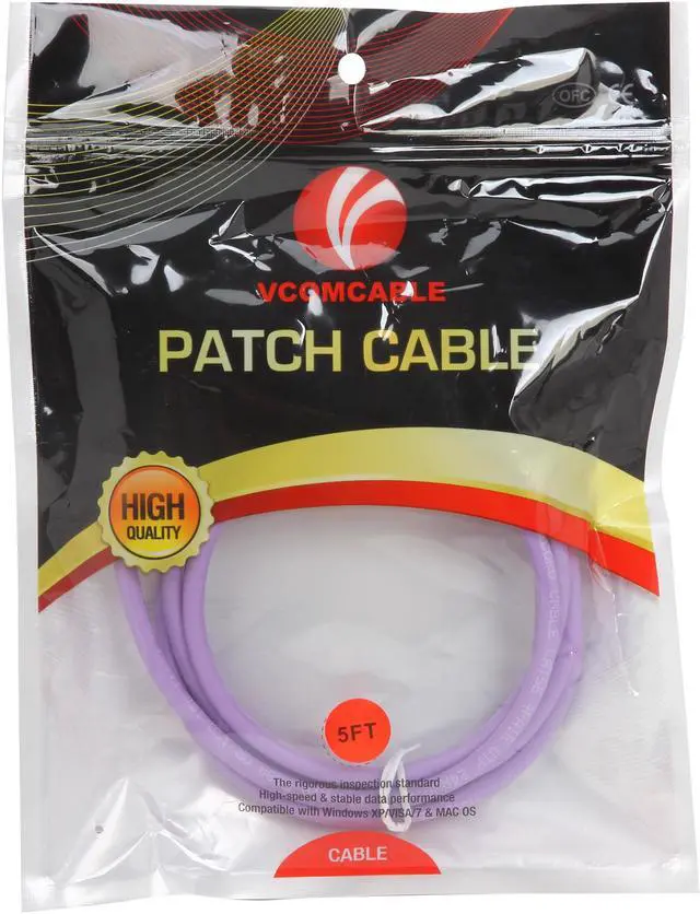 Alt view image 3 of 3 - VCOM VC511-5PU 5 ft. Cat 5E Purple Molded Patch Cable