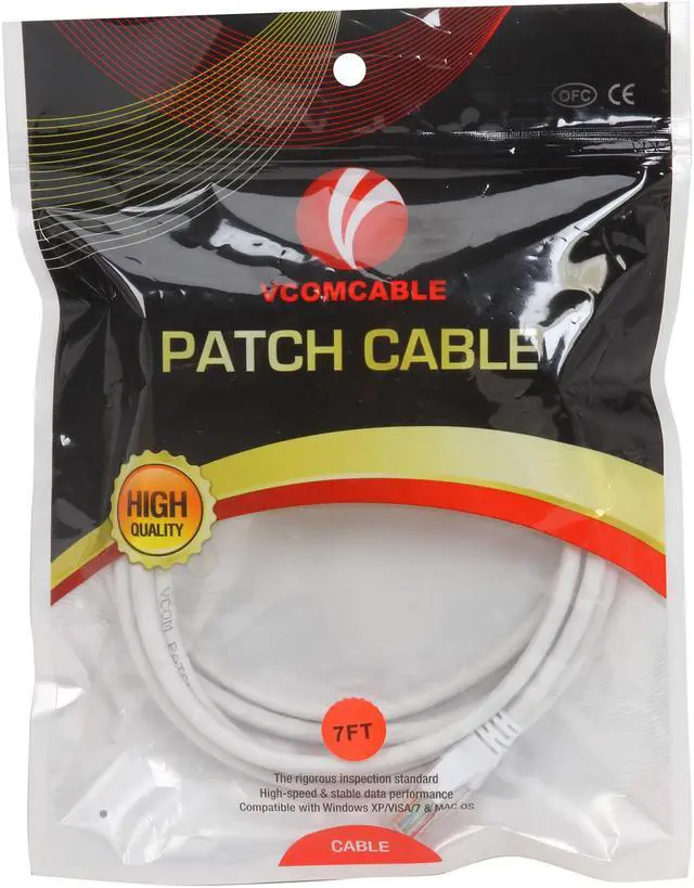 Alt view image 3 of 3 - VCOM VC511-7WH 7 ft. Cat 5E White Molded Patch Cable
