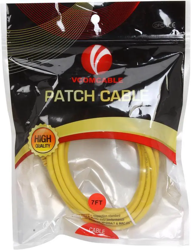 Alt view image 3 of 3 - VCOM VC511-7YL 7 ft. Cat 5E Yellow Molded Patch Cable