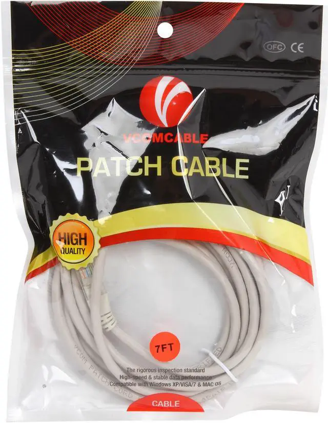 Alt view image 3 of 3 - VCOM VC511-7GY 7 ft. Cat 5E Gray Molded Patch Cable