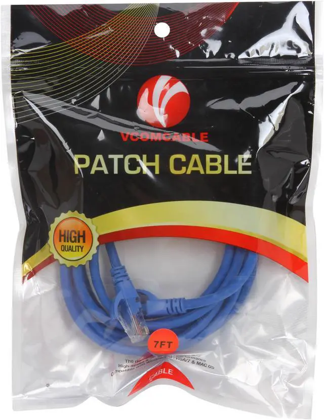 Alt view image 3 of 3 - VCOM VC511-7BL 7 ft. Cat 5E Blue Molded Patch Cable