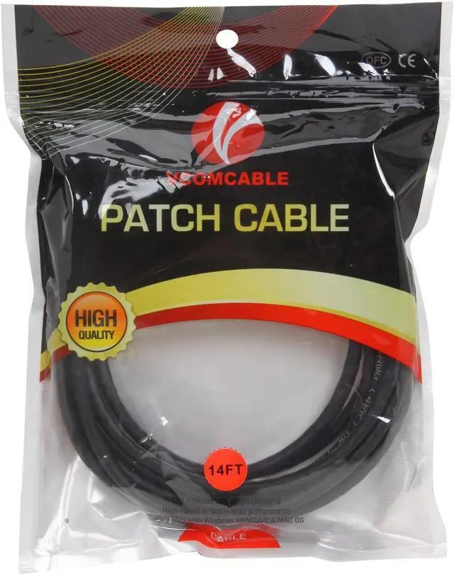 Alt view image 3 of 3 - VCOM VC511-14BK 14 ft. Cat 5E Black Molded Patch Cable