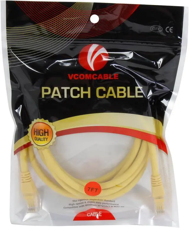 Alt view image 3 of 3 - VCOM VC611-7YL 7 ft. Cat 6E Yellow Molded Patch Cable