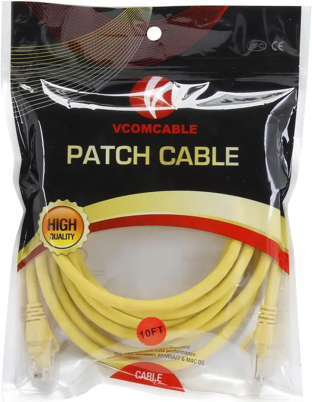 Alt view image 3 of 3 - VCOM VC611-10YL 10 ft. Cat 6E Yellow Molded Patch Cable