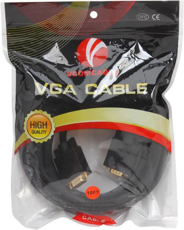 Alt view image 3 of 3 - VCOM VC-VGA10M 10 ft. SVGA HD15 Male to Male Black Cable