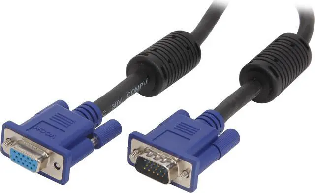 Main image of VCOM VC-VGA6F 6 ft. VGA HD15 Male to Female Black Cable with Blue Connector