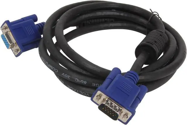 Alt view image 2 of 3 - VCOM VC-VGA6F 6 ft. VGA HD15 Male to Female Black Cable with Blue Connector