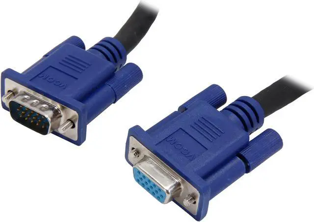 Main image of VCOM VC-VGA15F 15 ft. SVGA HD15 Male to Female Black Cable with Blue Connector