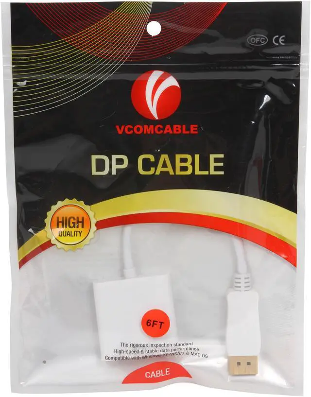 Alt view image 3 of 3 - VCOM VC-DP/DVID 6" DisplayPort M to DVI-D F White Adapter